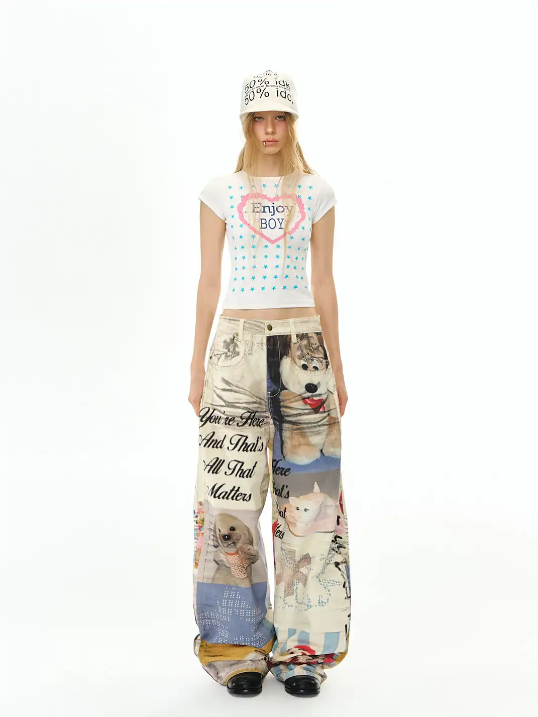 DeleteEX | Printed Wide-Leg Jeans