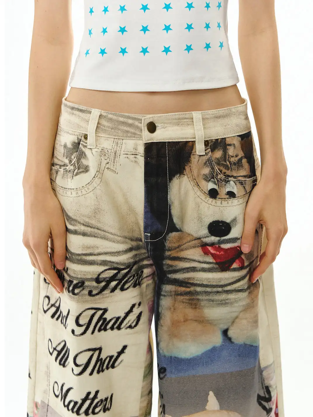 DeleteEX | Printed Wide-Leg Jeans