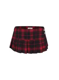 DeleteEX | Low-Waisted Plaid Pleated Skirt