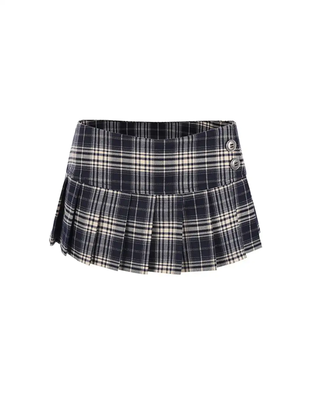 DeleteEX | Low-Waisted Plaid Pleated Skirt