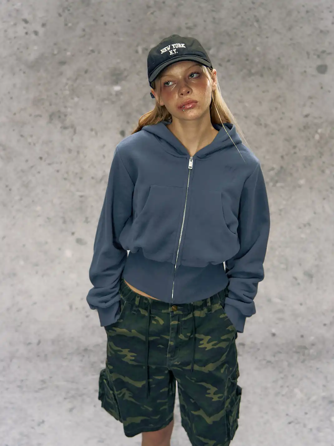DeleteEX | Zippered Cropped Hoodie