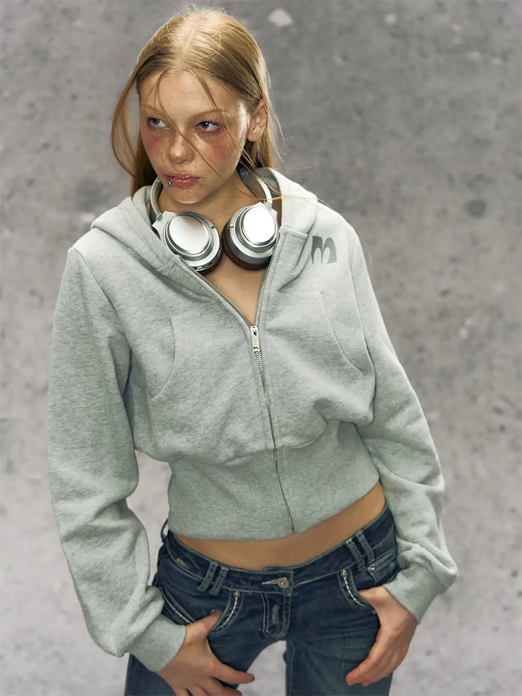 DeleteEX | Zippered Cropped Hoodie