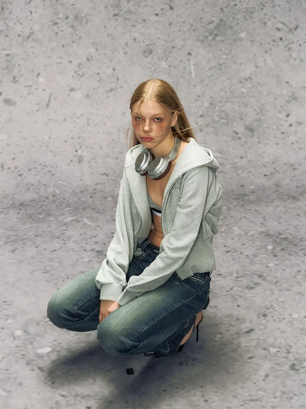 DeleteEX | Zippered Cropped Hoodie