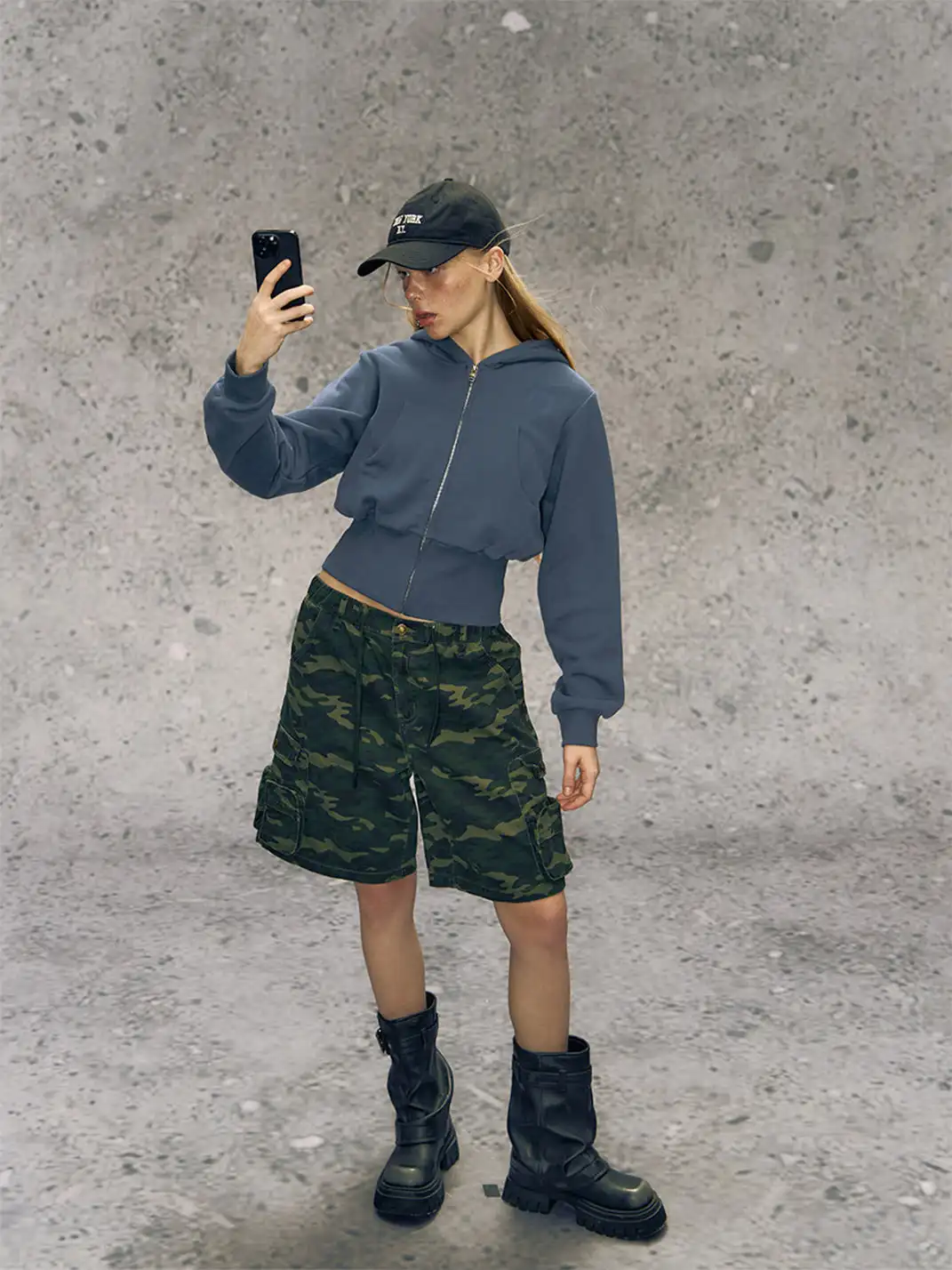 DeleteEX | Zippered Cropped Hoodie