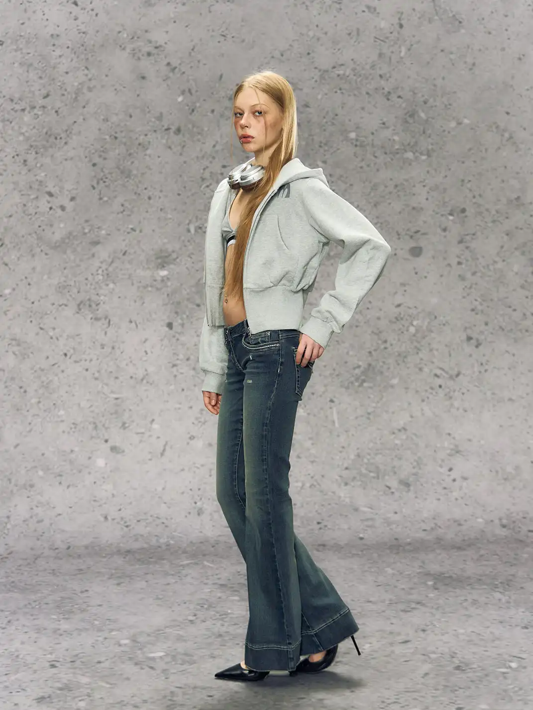 DeleteEX | Zippered Cropped Hoodie