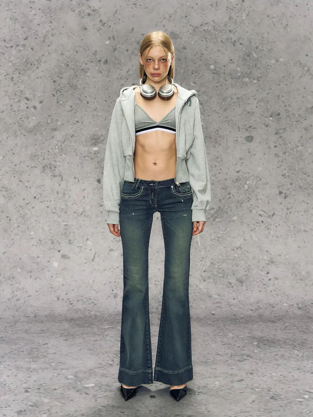 DeleteEX | Zippered Cropped Hoodie