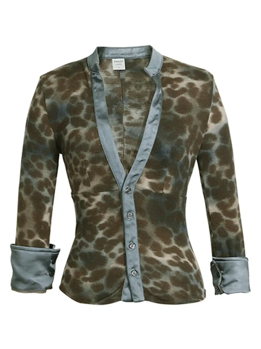 DeleteEX | Leopard Print Patchwork Knit V-neck Top