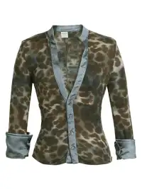 DeleteEX | Leopard Print Patchwork Knit V-neck Top
