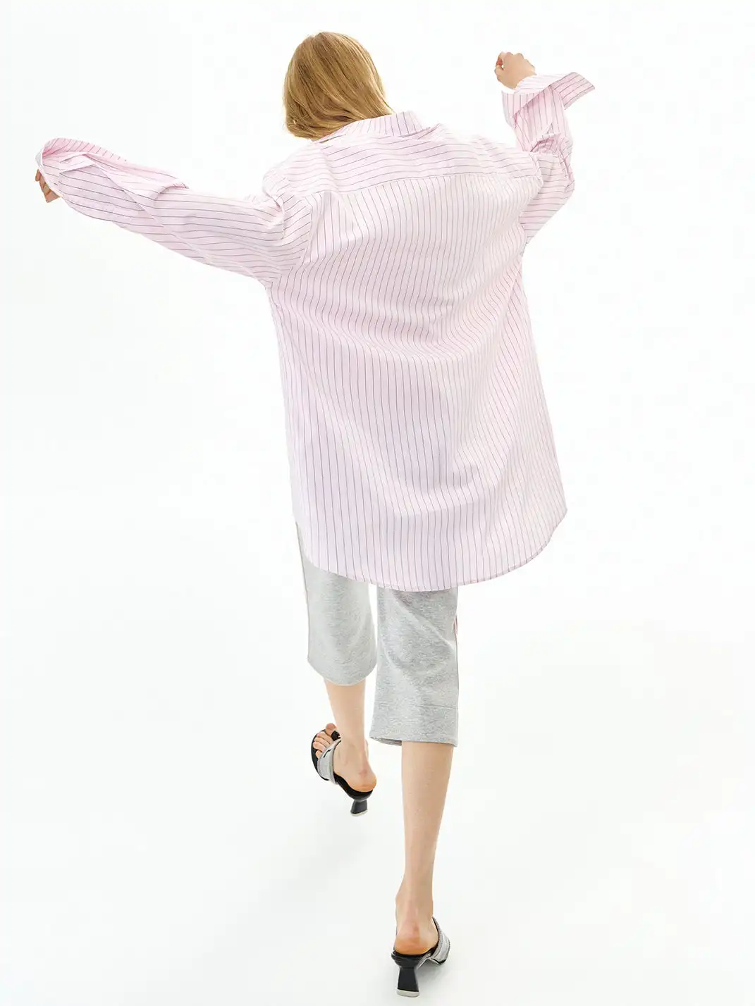 DeleteEX | Graffiti Print Striped Long-Sleeve Shirt