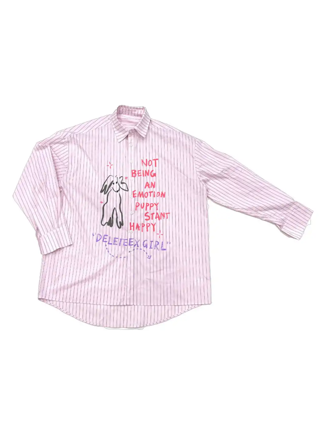 DeleteEX | Graffiti Print Striped Long-Sleeve Shirt