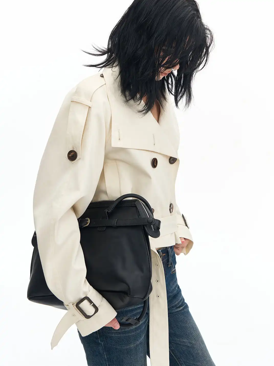 DeleteEX | Stand-up Collar Double-Breasted Short Jacket
