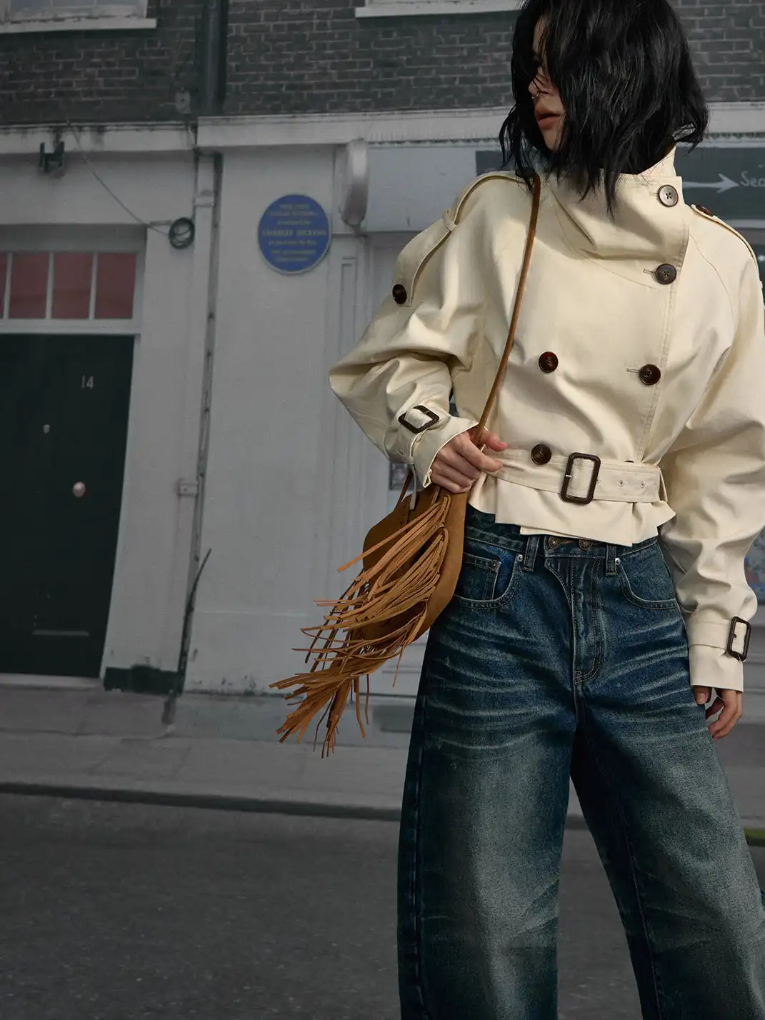 DeleteEX | Stand-up Collar Double-Breasted Short Jacket