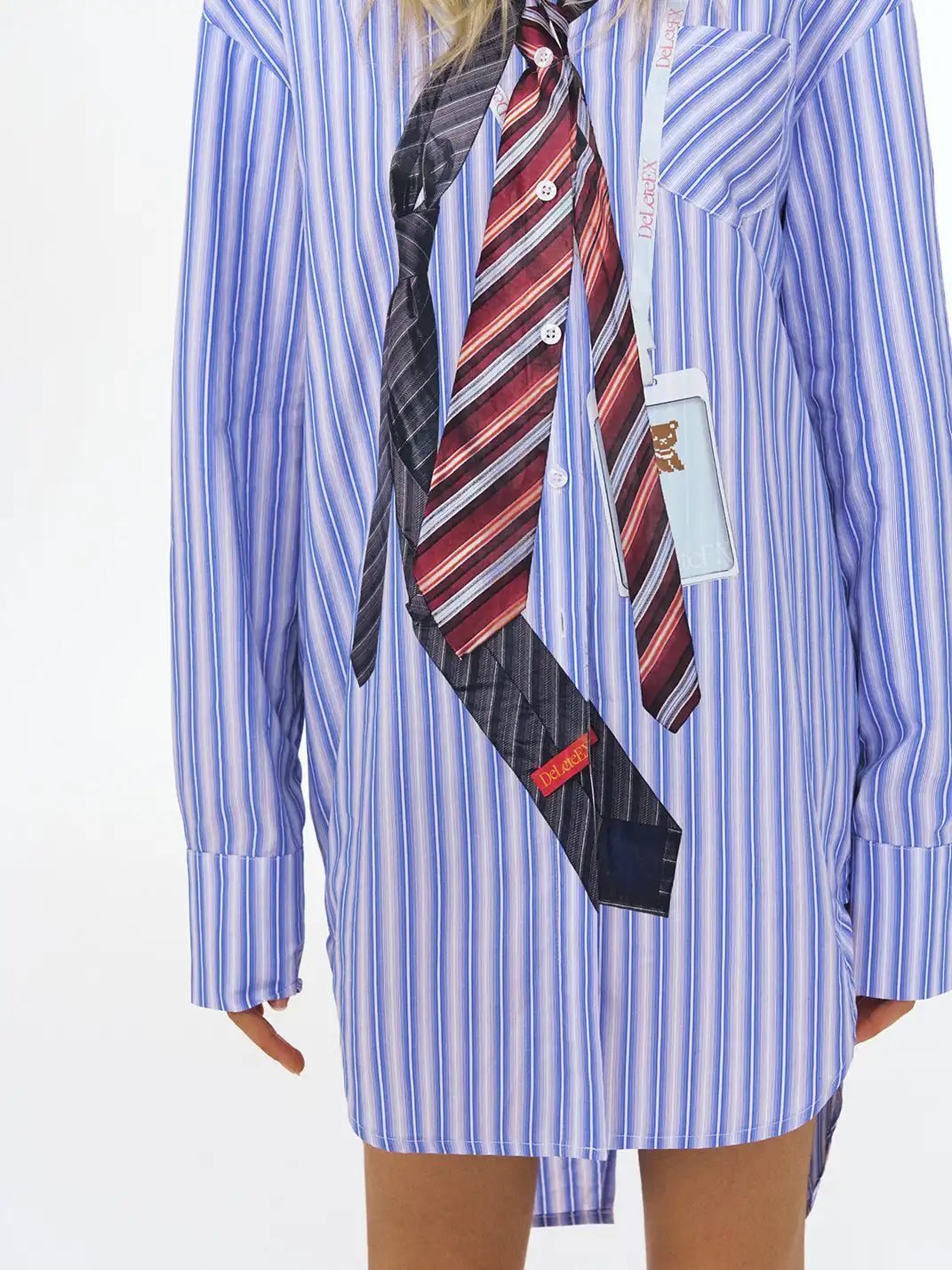 DeleteEX | Striped Shirt With Tie Print