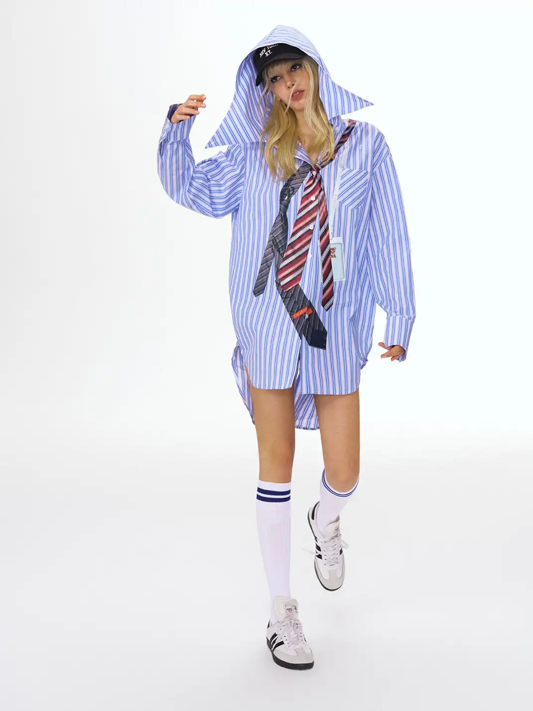 DeleteEX | Striped Shirt With Tie Print