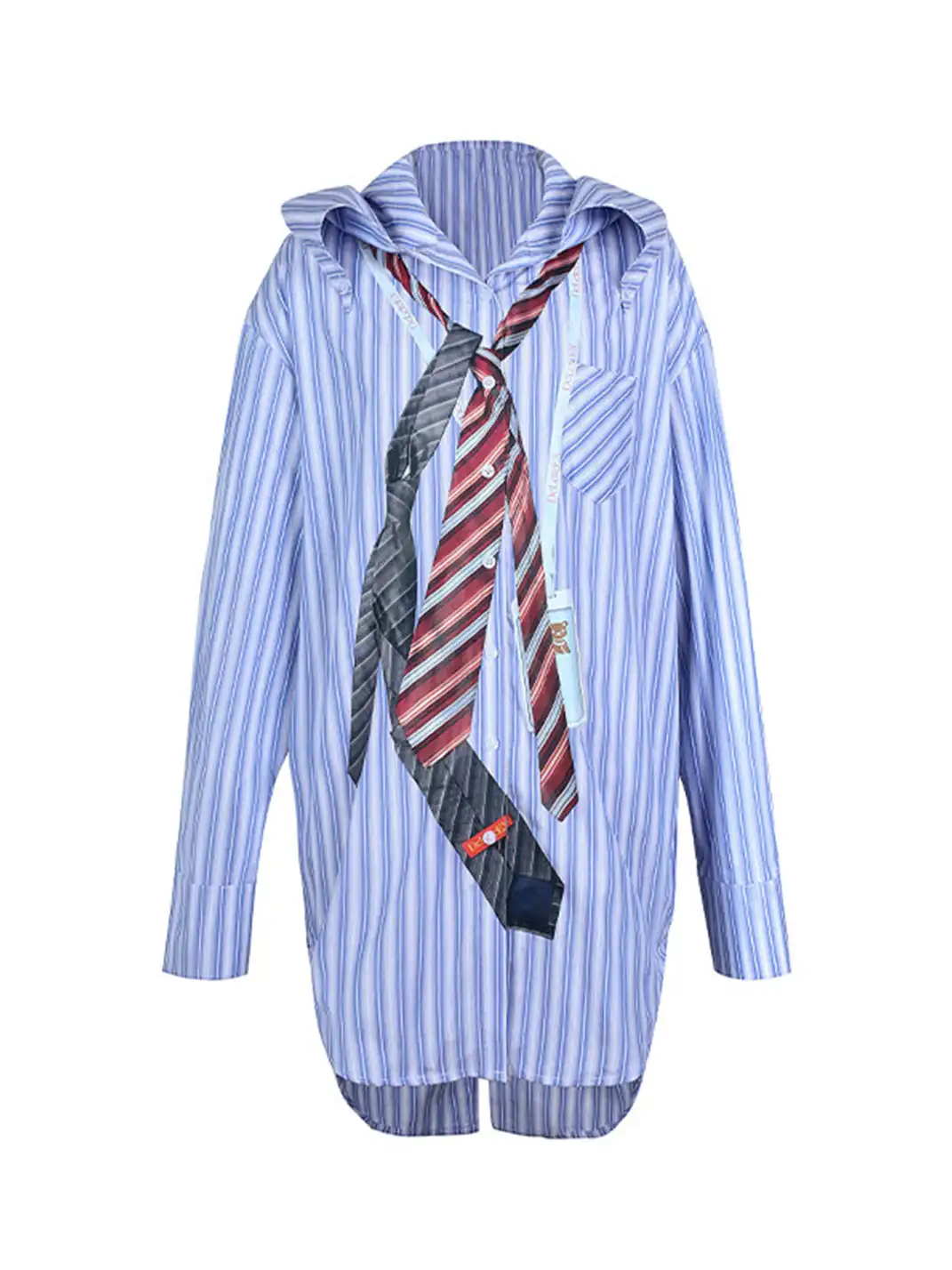 DeleteEX | Striped Shirt With Tie Print