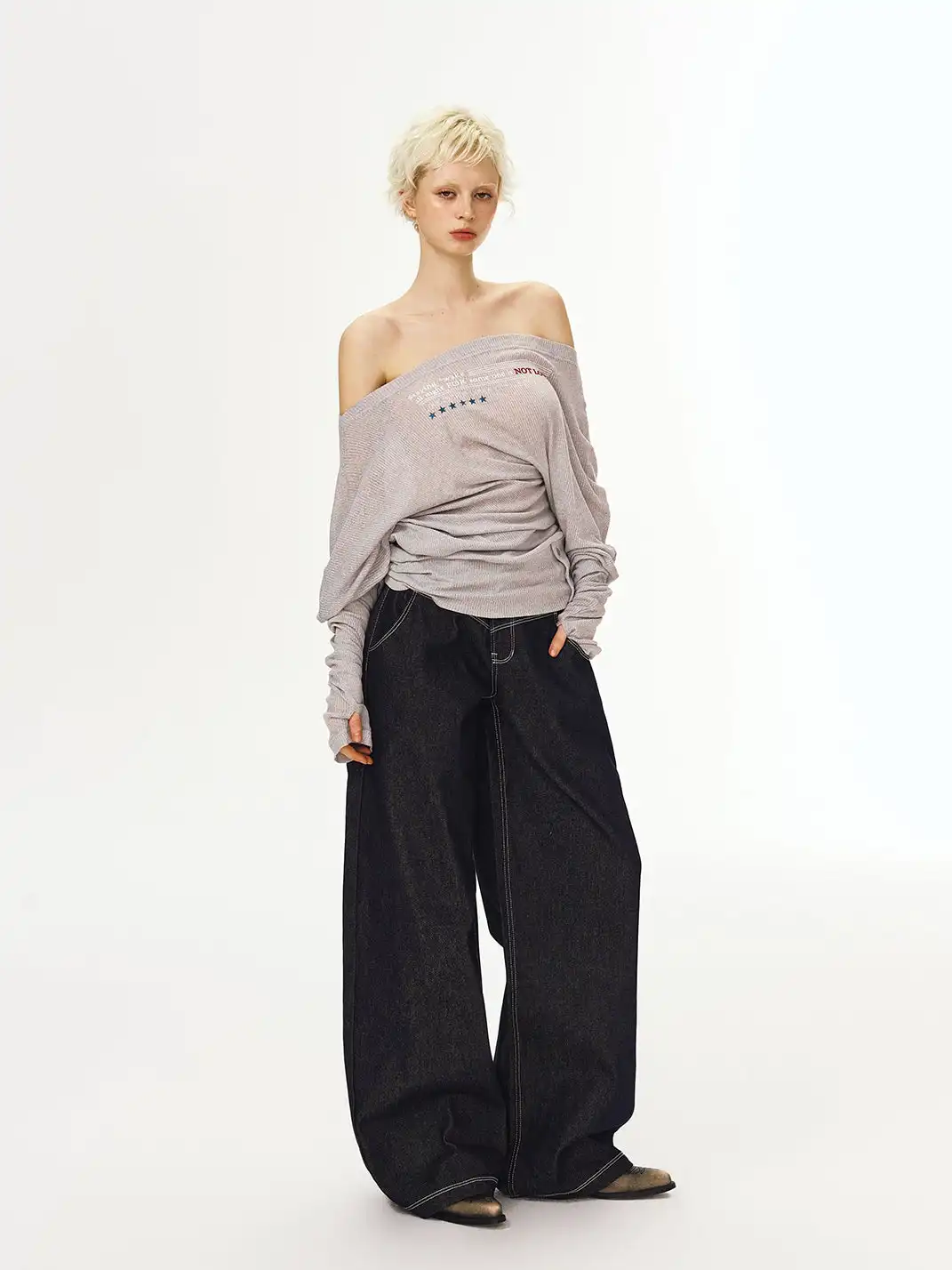DeleteEX | Cut Silhouette Raw Denim Jeans