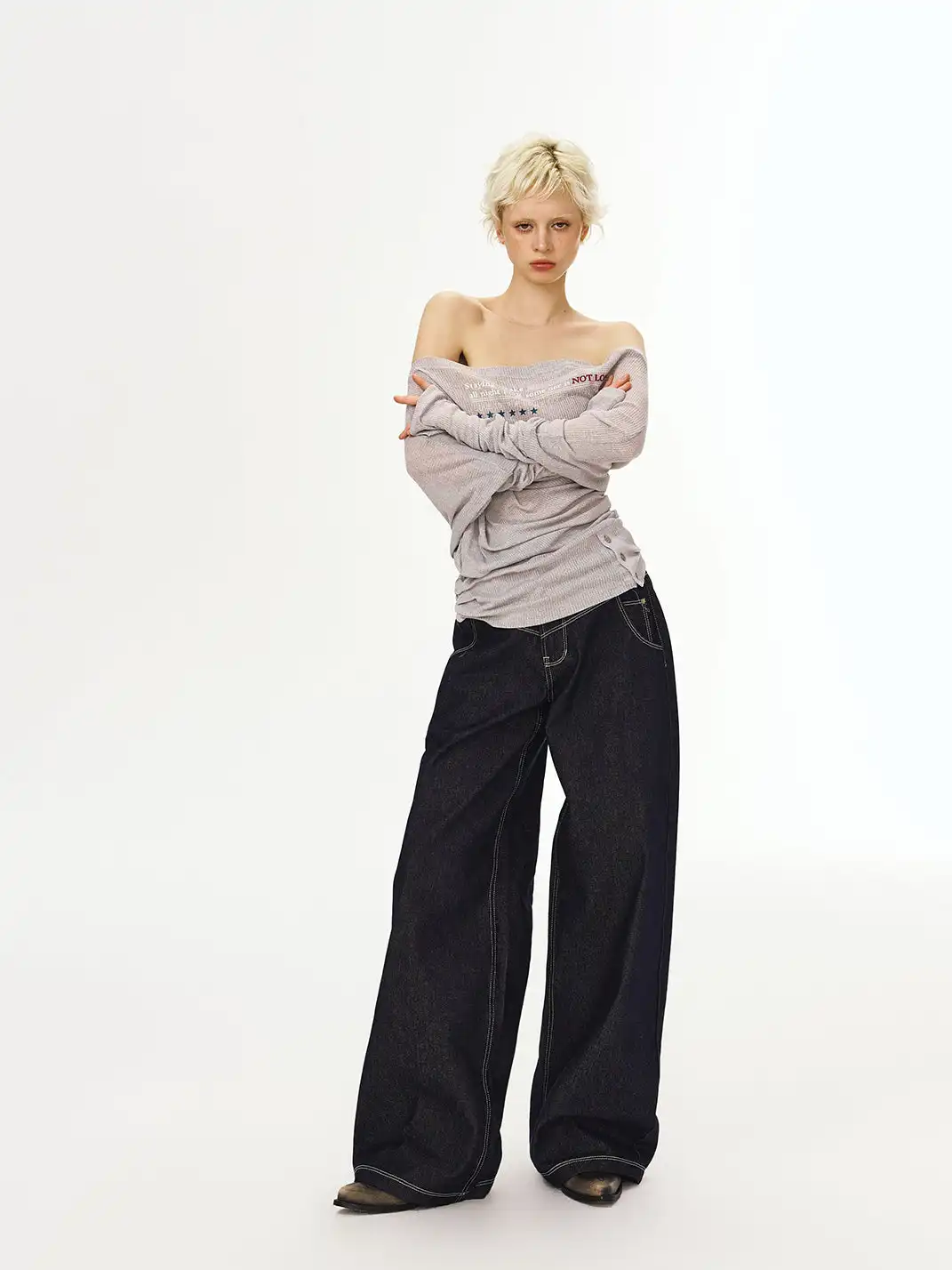 DeleteEX | Cut Silhouette Raw Denim Jeans