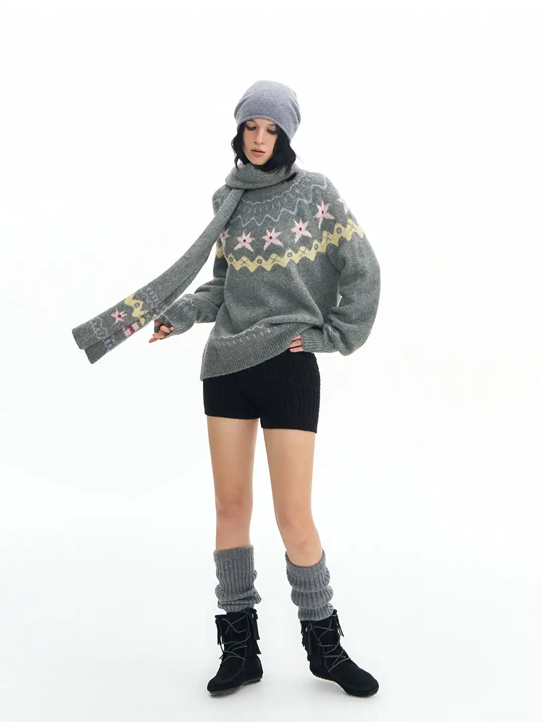 DeleteEX | Fair Isle Wool Crew Neck Pullover Sweater