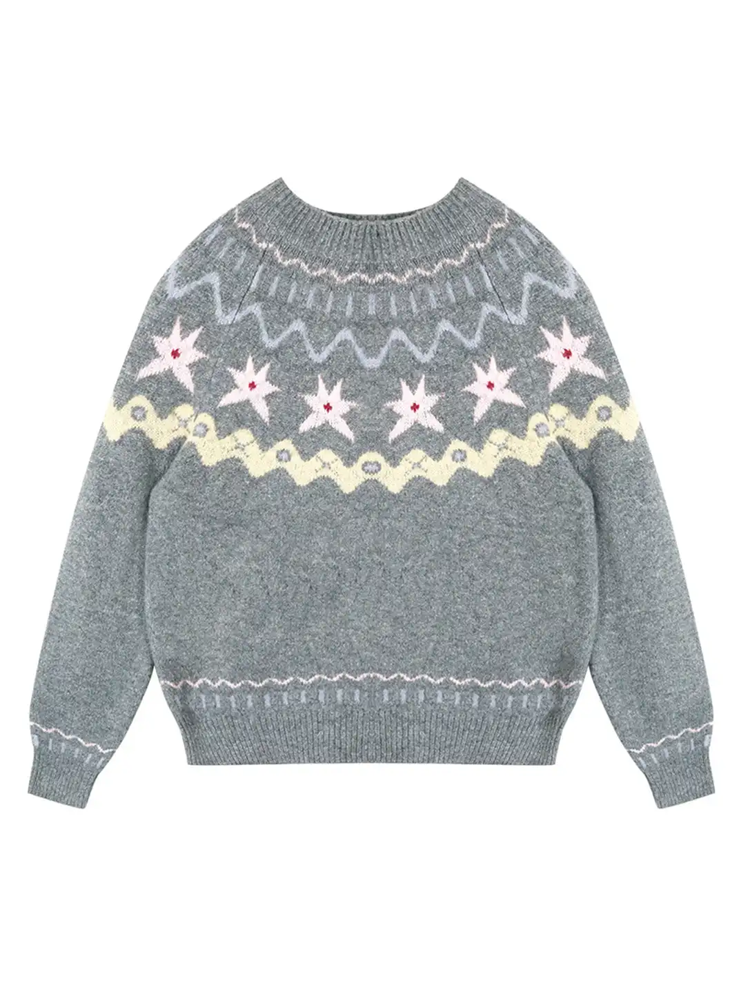 DeleteEX | Fair Isle Wool Crew Neck Pullover Sweater