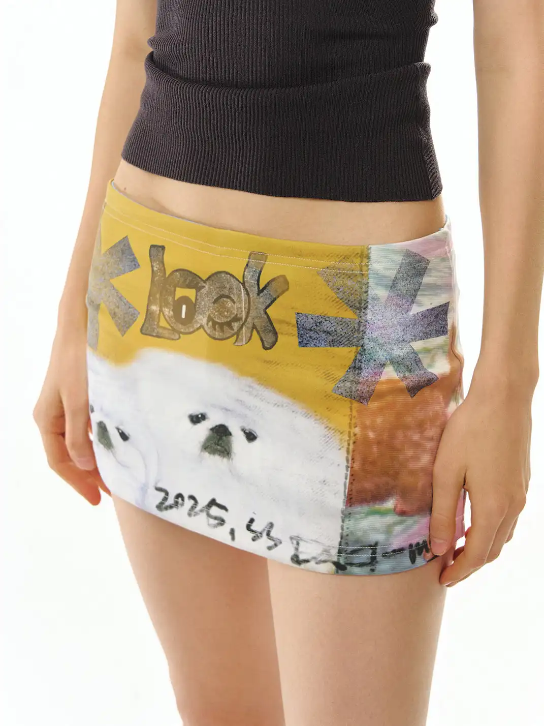 DeleteEX | Dog Print Low-Waisted Mini Skirt