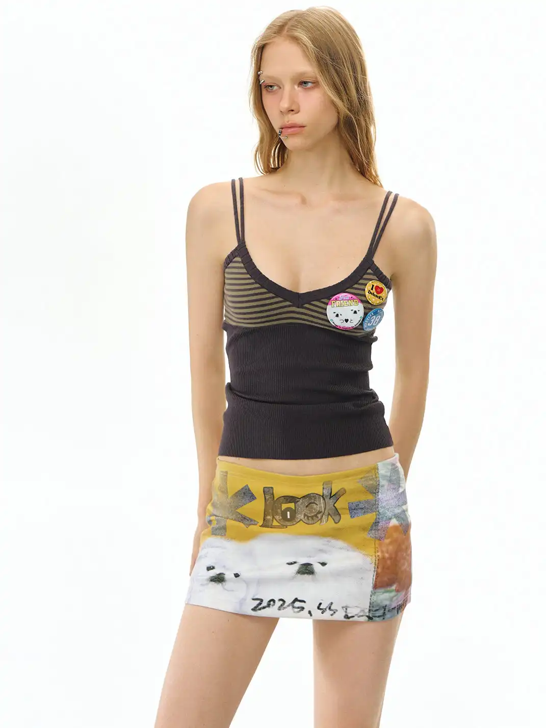 DeleteEX | Dog Print Low-Waisted Mini Skirt