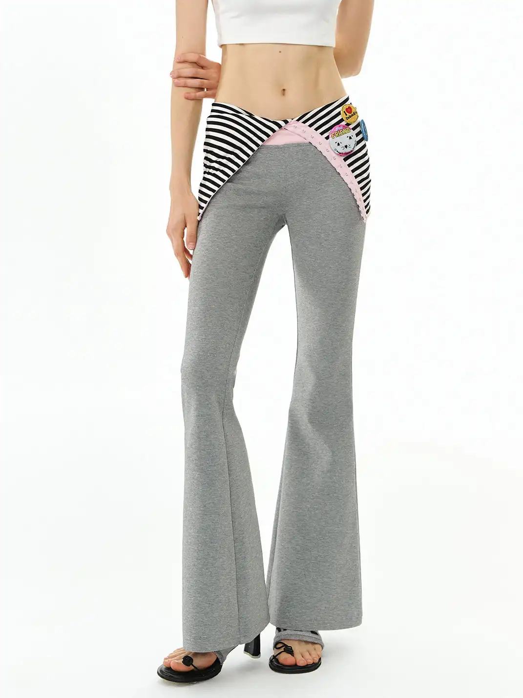 DeleteEX | Striped Fold-Over Knit Casual Pants
