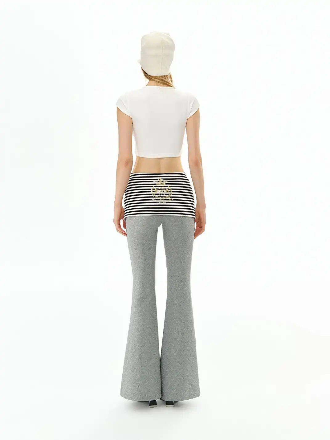 DeleteEX | Striped Fold-Over Knit Casual Pants
