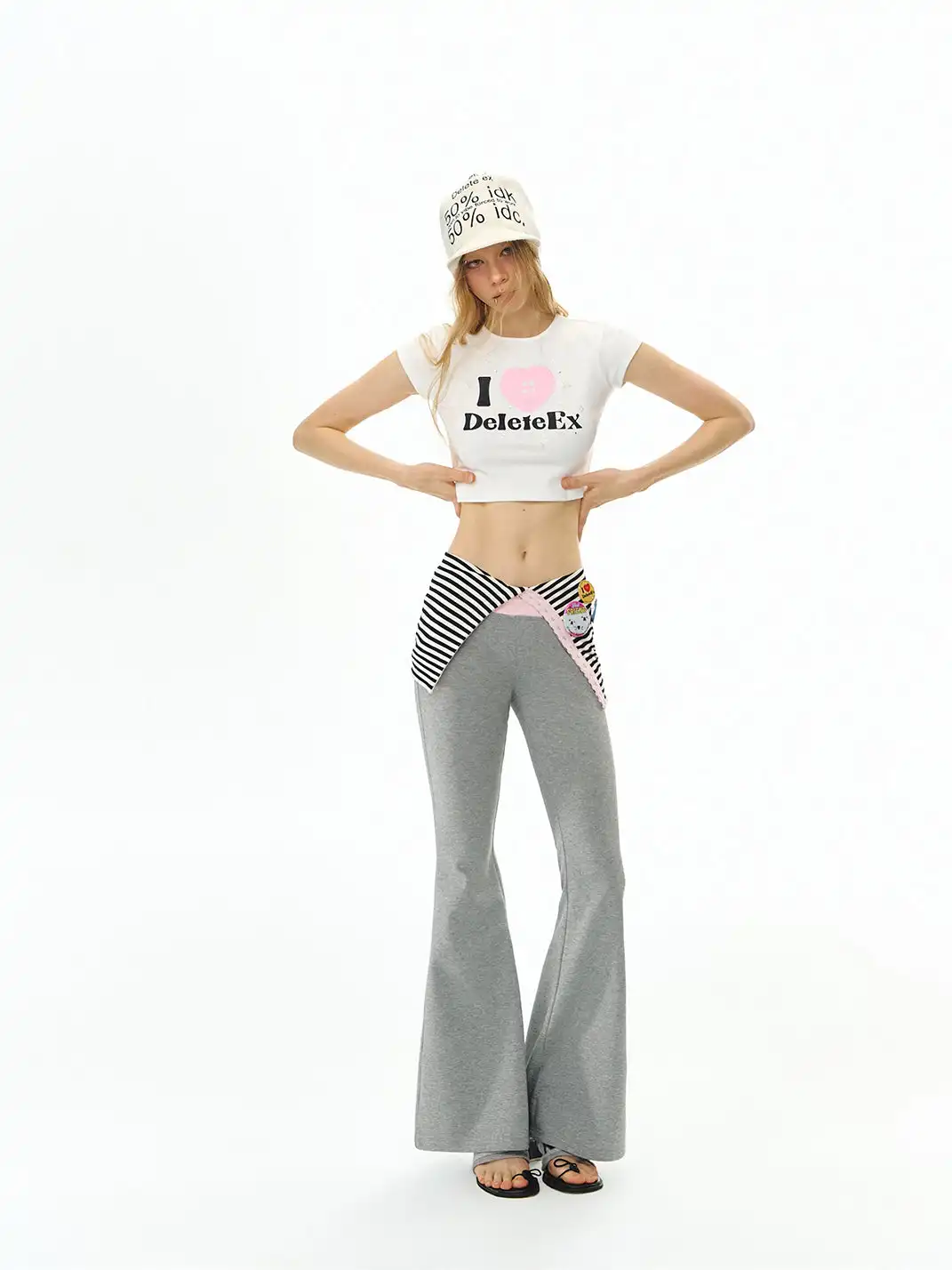 DeleteEX | Striped Fold-Over Knit Casual Pants
