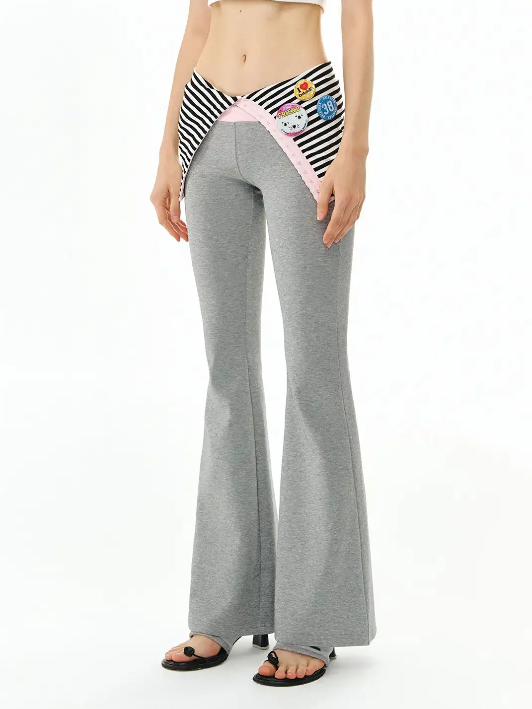 DeleteEX | Striped Fold-Over Knit Casual Pants