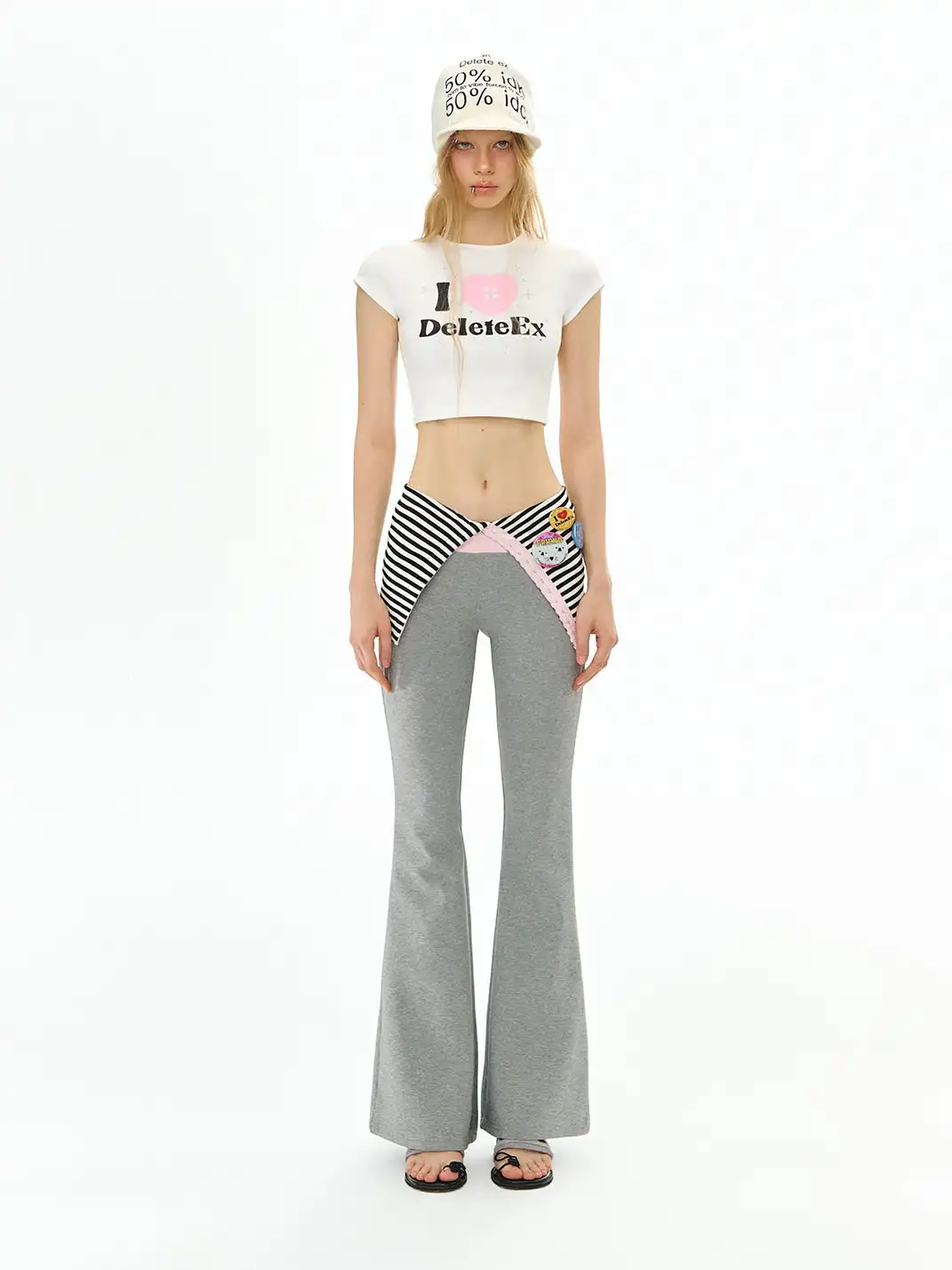 DeleteEX | Striped Fold-Over Knit Casual Pants