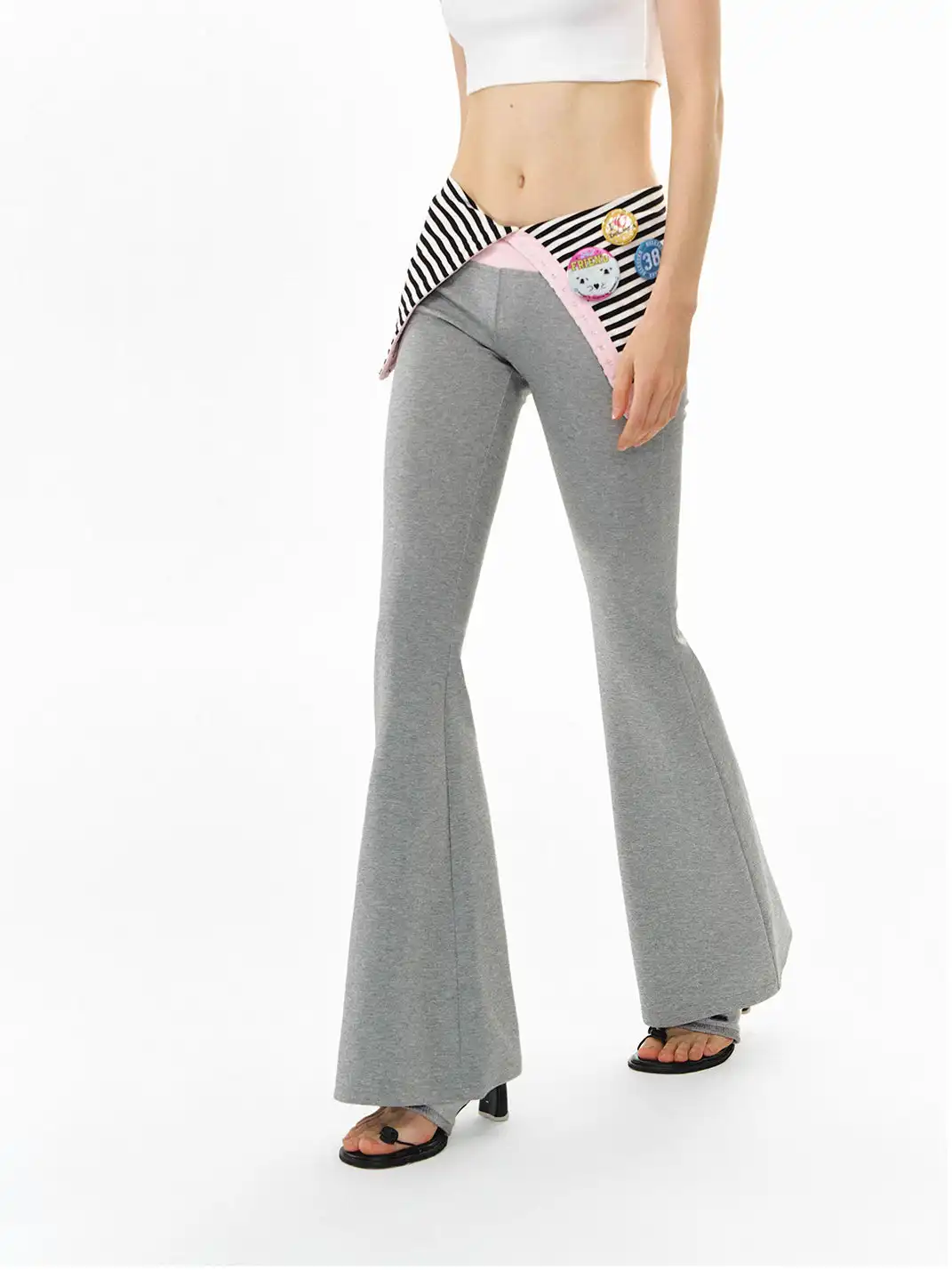 DeleteEX | Striped Fold-Over Knit Casual Pants