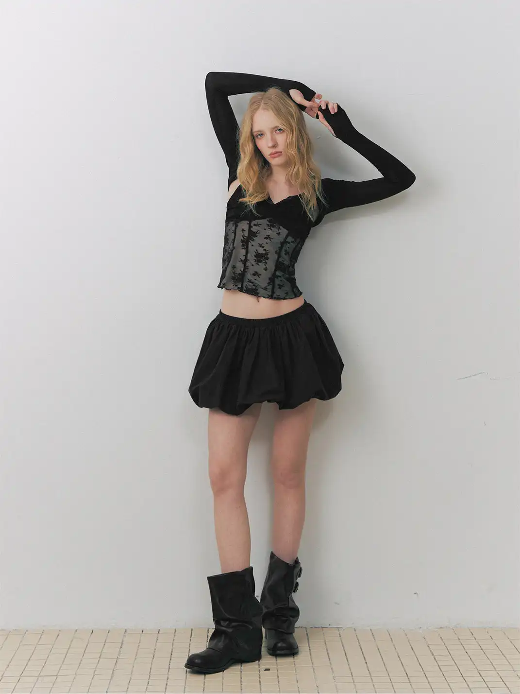 DeleteEX | Lace-Trimmed Shawl Top And Camisole Two-Piece Set