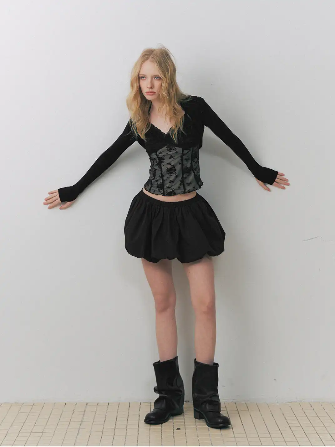 DeleteEX | Lace-Trimmed Shawl Top And Camisole Two-Piece Set