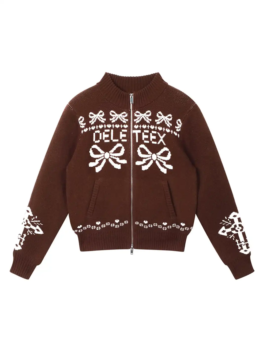 DeleteEX | Retro Jacquard Crew Neck Cardigan