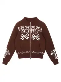 DeleteEX | Retro Jacquard Crew Neck Cardigan