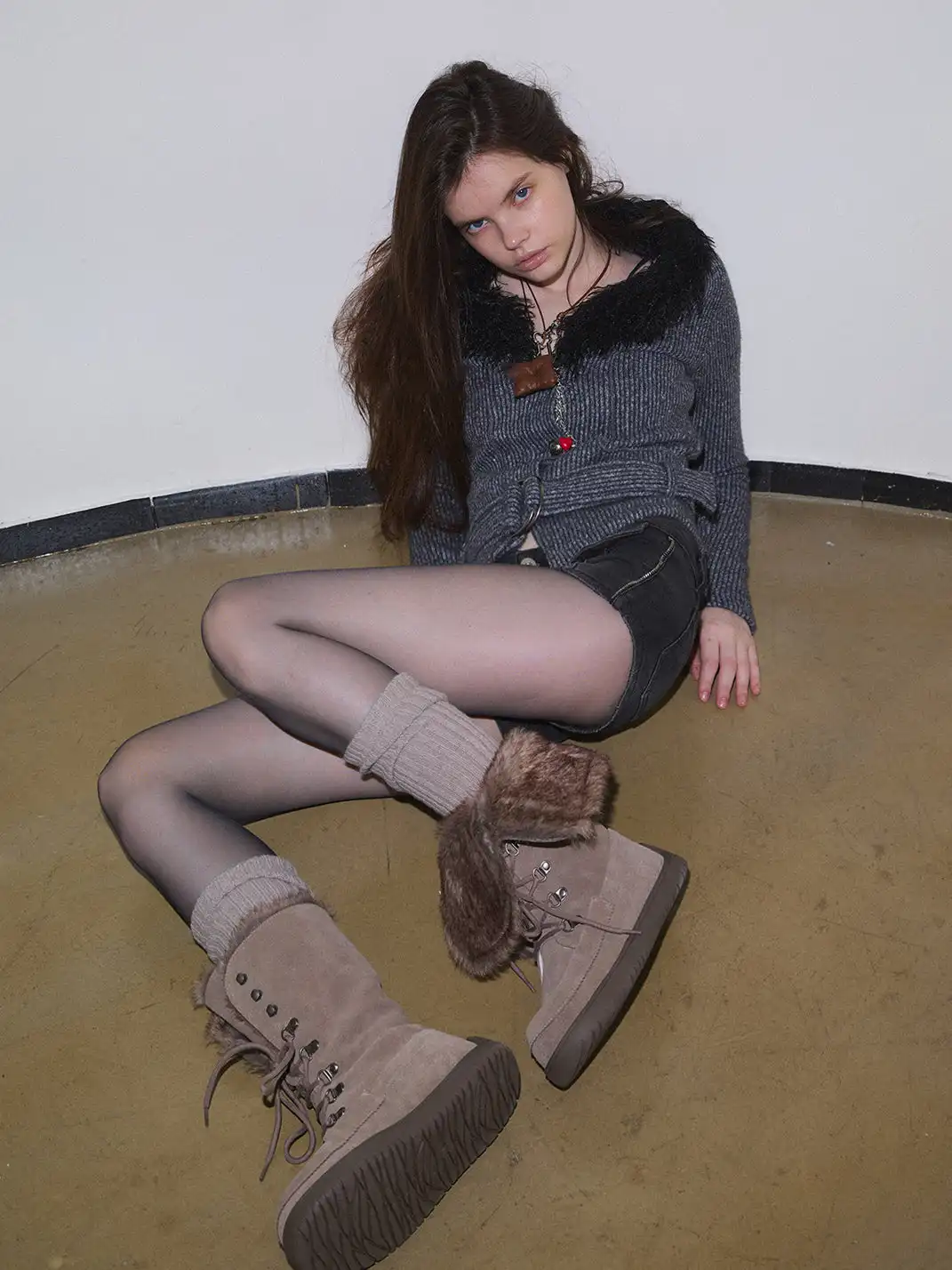 Mooreyu Atelier | Genuine Leather Suede Snow Boots