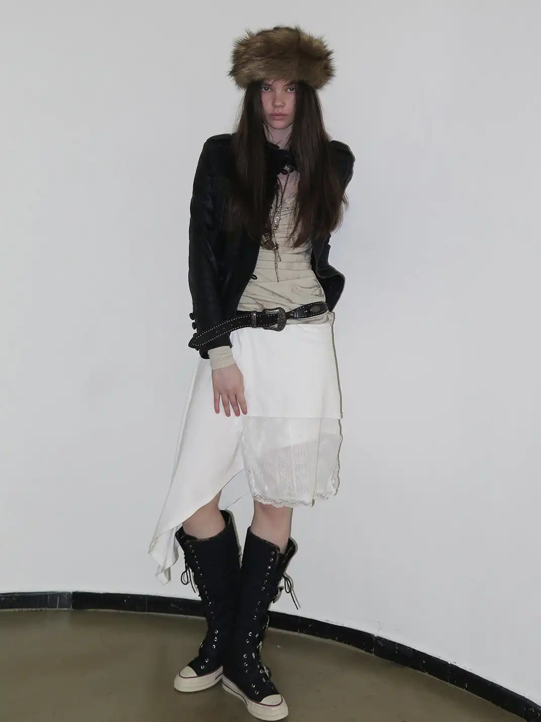 Mooreyu Atelier | Leopard Print High-Top Canvas Boots With Belt Buckle