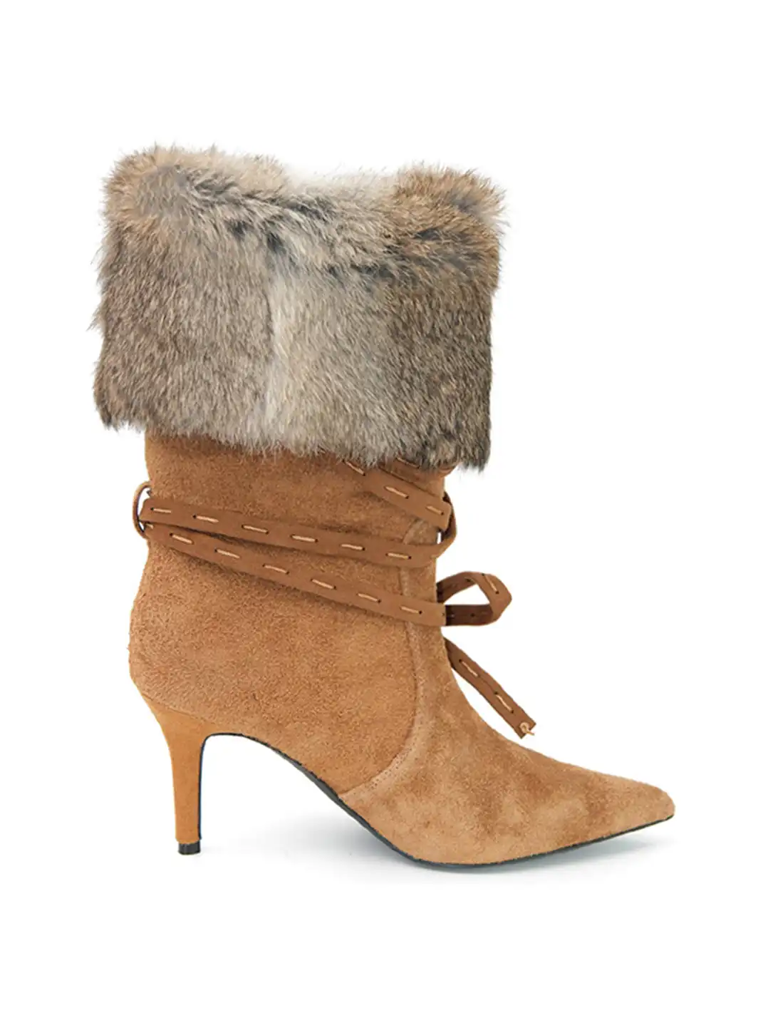 Mooreyu Atelier | Genuine Leather Suede Pointed-Toe Ankle Boots