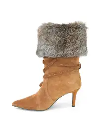 Mooreyu Atelier | Genuine Leather Suede Pointed-Toe Ankle Boots