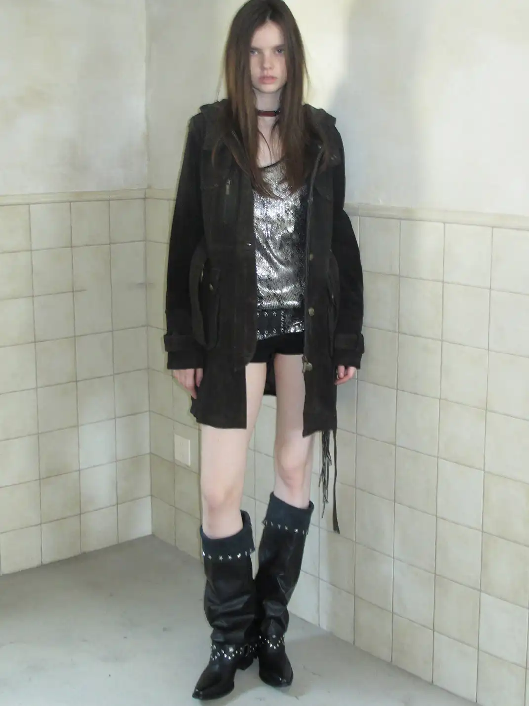 Mooreyu Atelier | Cowhide Studded Pointed-Toe Boots