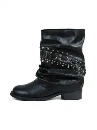 Mooreyu Atelier | Studded Leather Pleated Slouch Boots