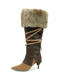 Mooreyu Atelier | Genuine Leather Rabbit Fur Pointed Toe Boots