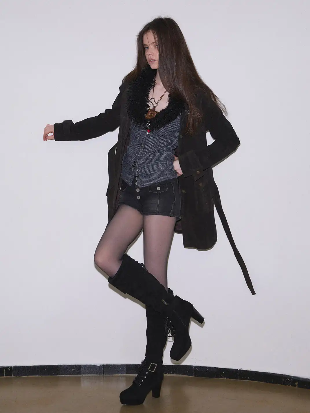 Mooreyu Atelier | Retro Buckle High-Heeled Boots
