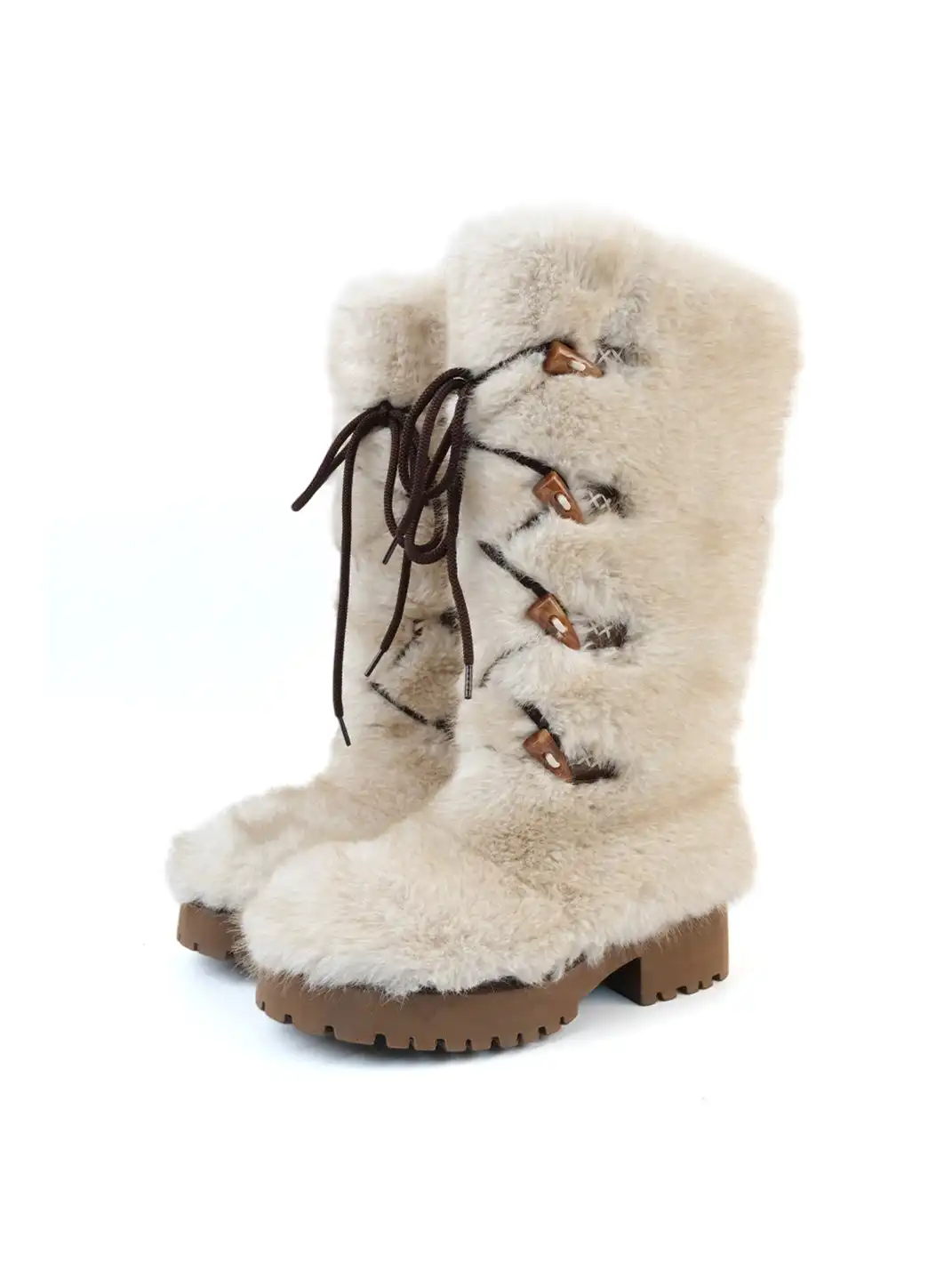 Mooreyu Atelier | Round-Toe Lace-Up Cotton Boots-White