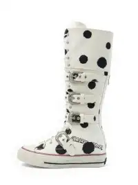 Mooreyu Atelier | White Polka Dot Lace-Up Boots