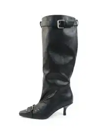 Mooreyu Atelier | Retro Belt Buckle Pointed-Toe Riding Boots