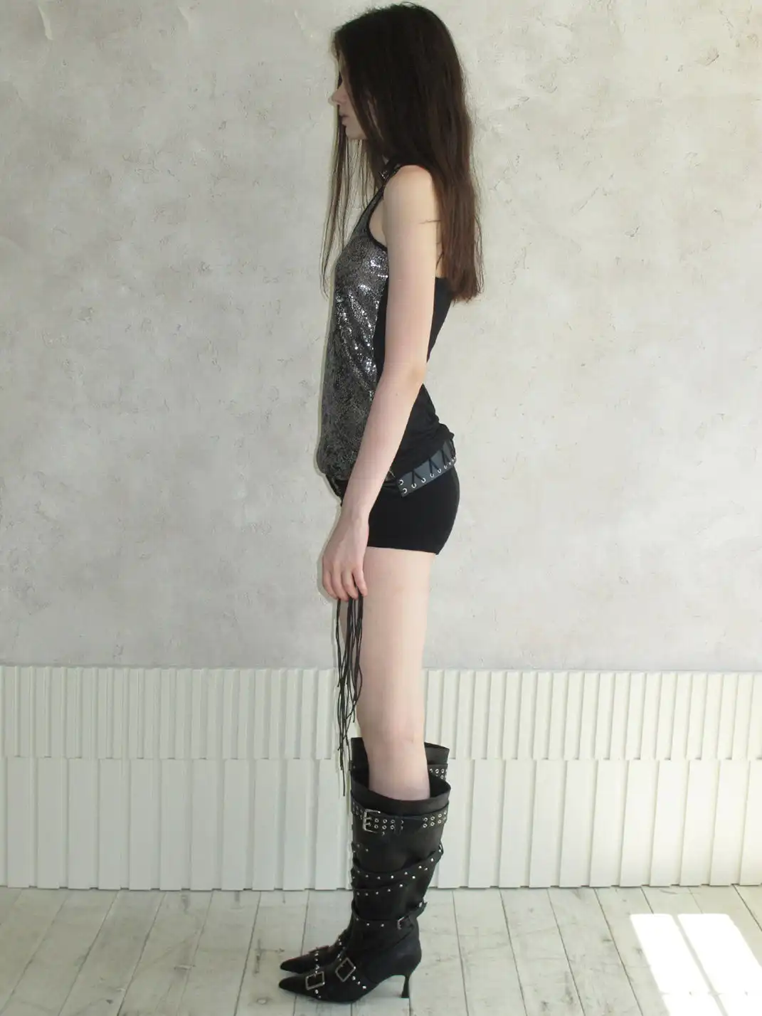 Mooreyu Atelier | Stiletto Pointed-Toe Genuine Leather Boots