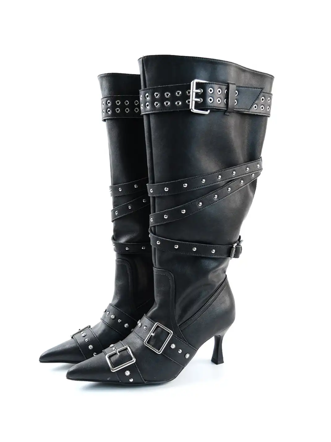 Mooreyu Atelier | Stiletto Pointed-Toe Genuine Leather Boots