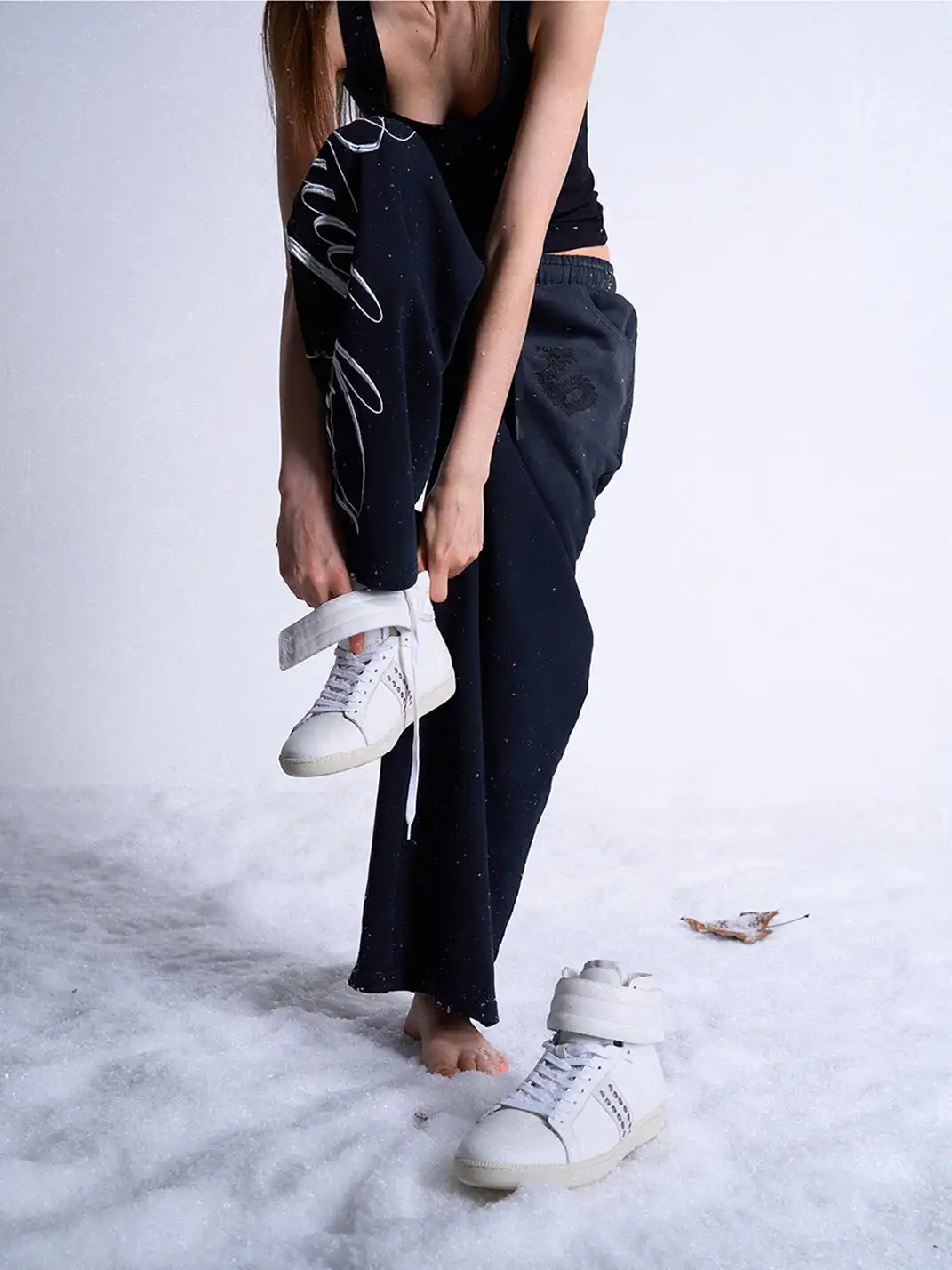 noEmosen | Top-Grain Cowhide Retro Studded Sneakers