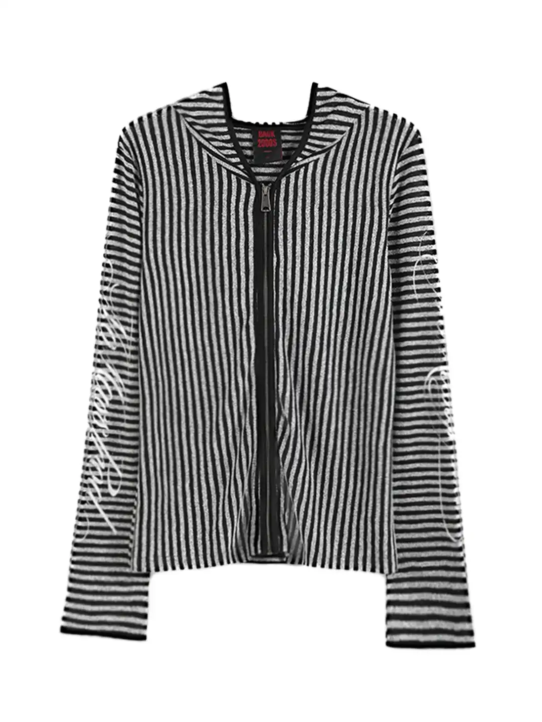 noEmosen | Irregular Retro Striped Cutout Hooded Sweatshirt